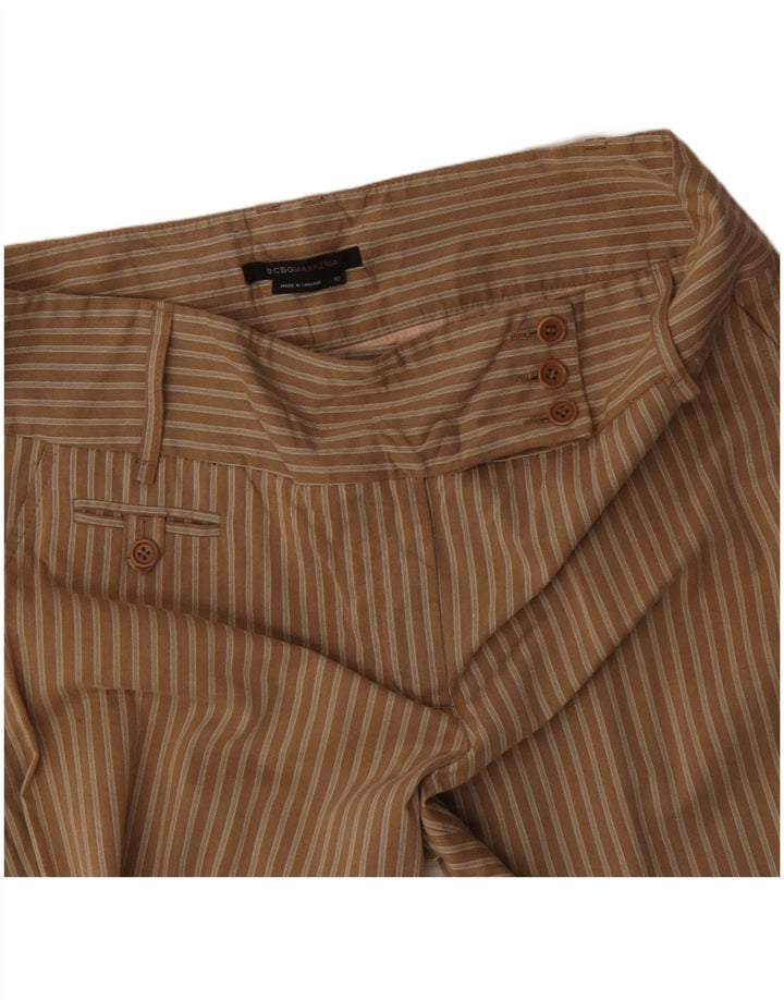 MAX MARA Damen-Freizeithose mit weitem Bein, US 10, Größe L, W34, L32, braun gestreift