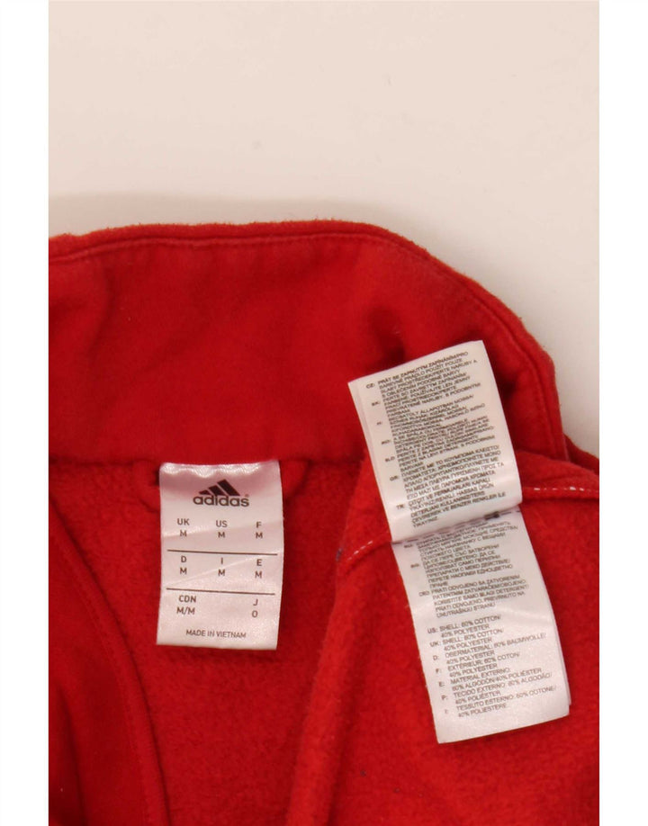 Adidas Herren-Sweatshirt mit Reißverschluss am Hals, mittelrote Baumwolle