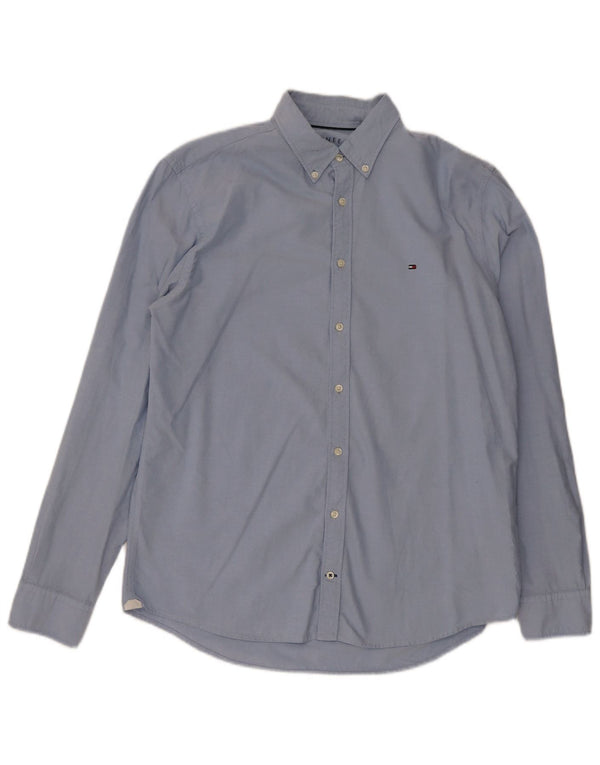 Tommy Hilfiger Herrenhemd, große blaue Baumwolle