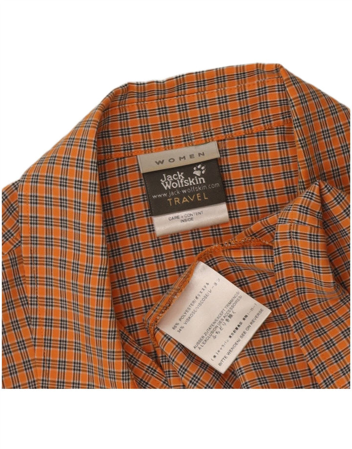 JACK WOLFSKIN Womens Travel Shirt UK 14/16 Large Orange Check Polyester