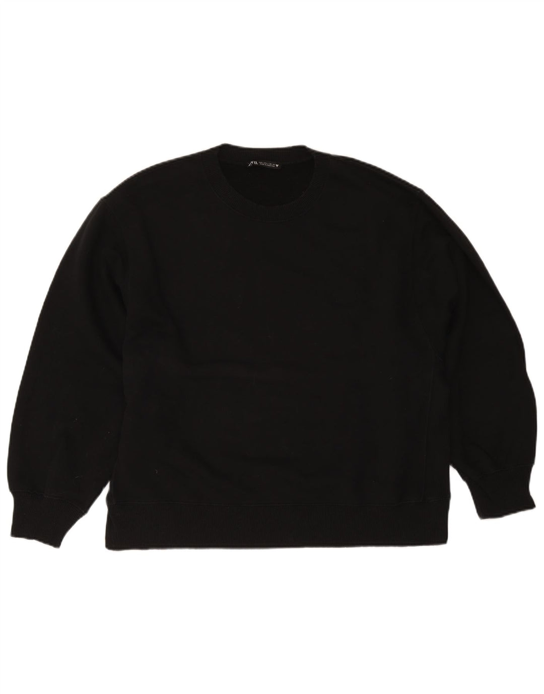 Übergroßer Damen-Sweatshirtpullover von Zara, Gr. 40, Größe L, Schwarz, Baumwolle