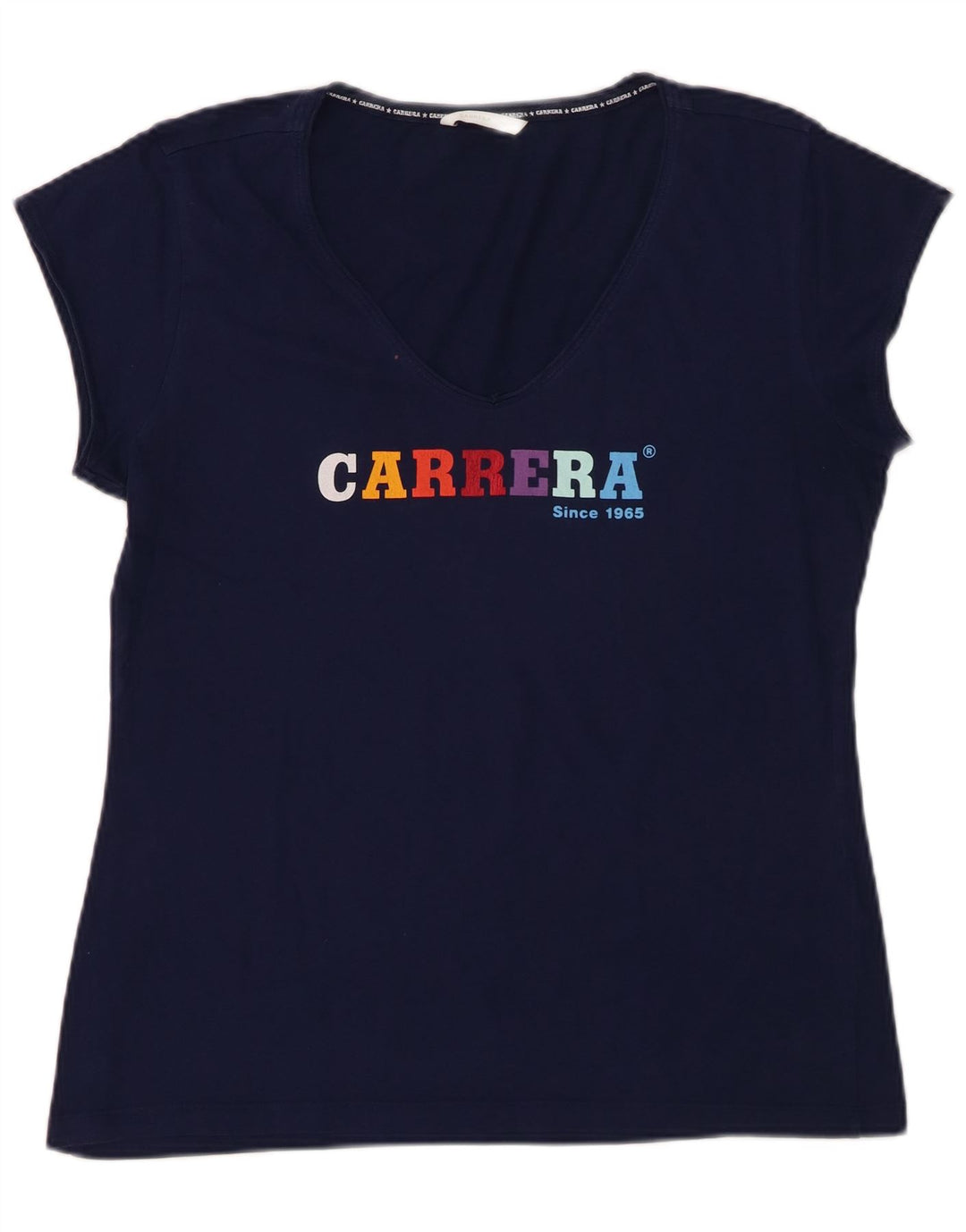 CARRERA Damen Grafik T-Shirt Top UK 18 XL Marineblau Baumwolle