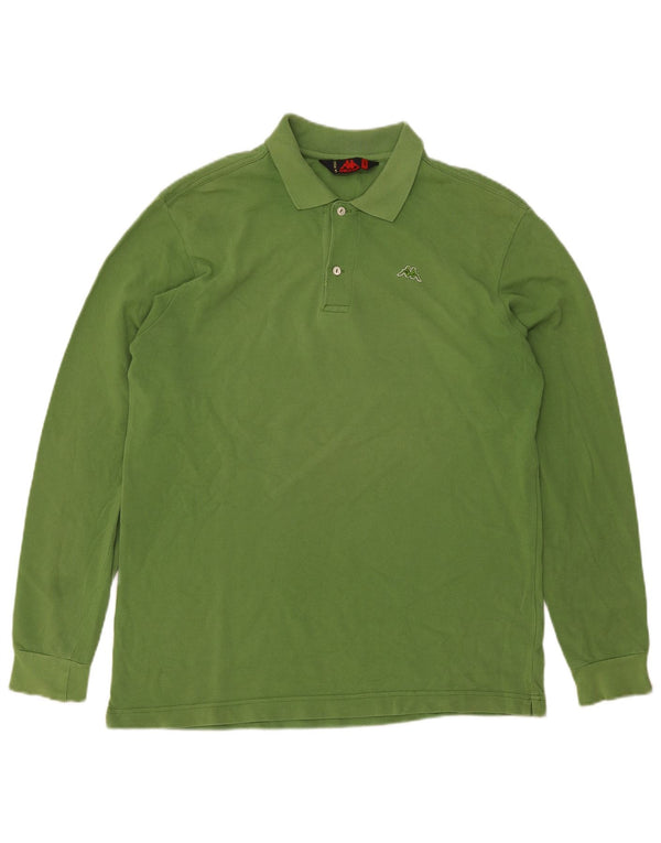 Kappa Herren Langarm-Poloshirt, groß, grüne Baumwolle