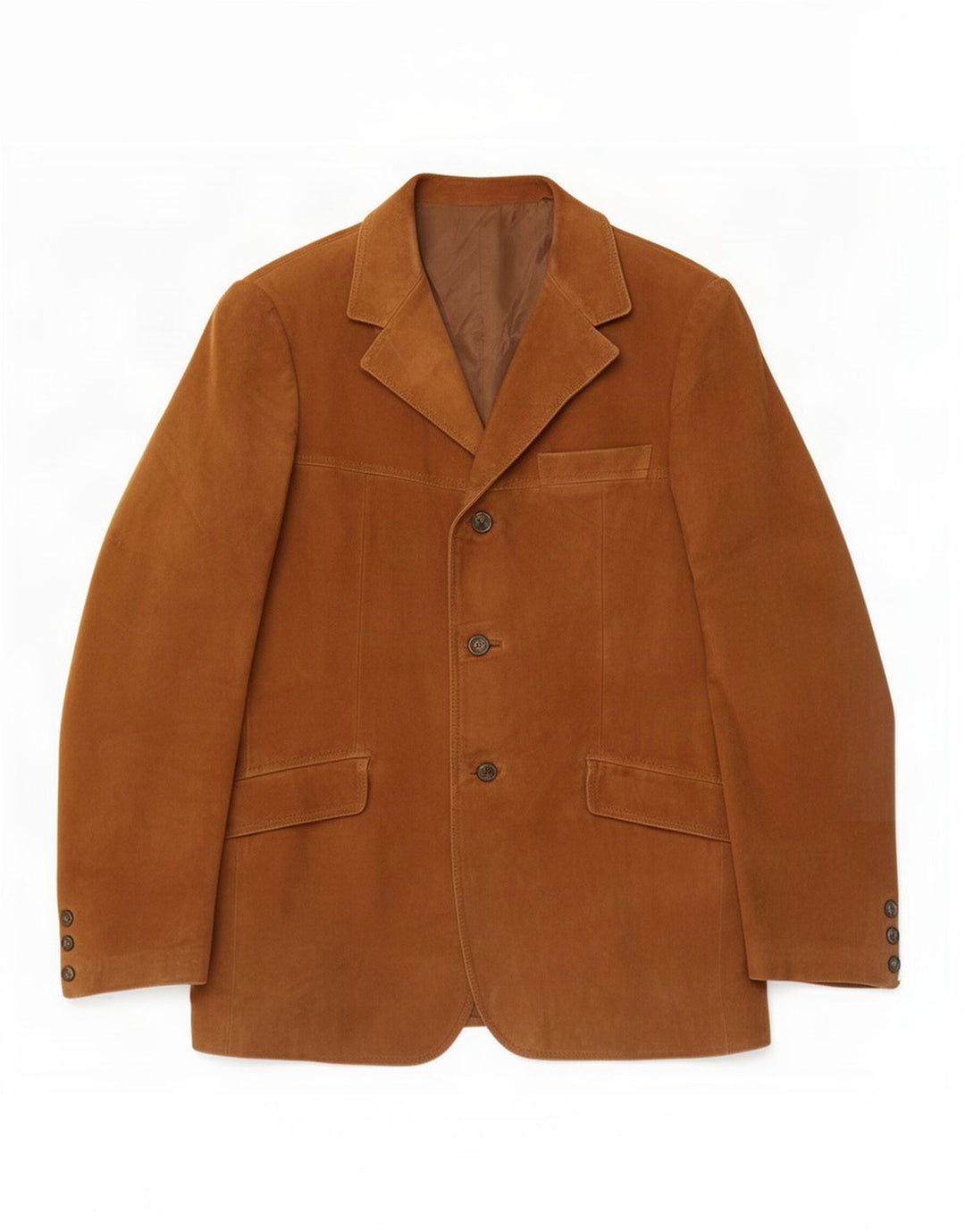 Vintage Herren 3-Knopf-Wildleder-Blazerjacke IT 50 Large Braun