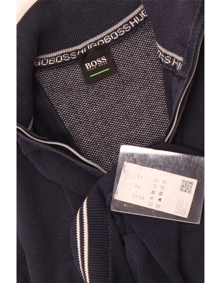 Hugo Boss Herren-Sweatshirt mit Reißverschluss am Hals, mittlere marineblaue Baumwolle