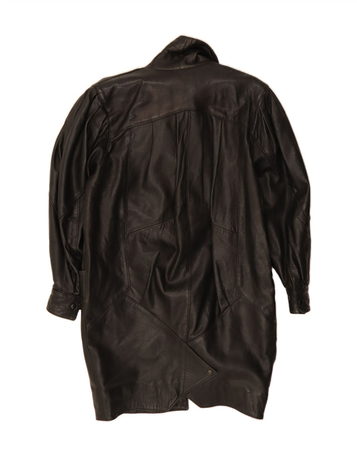 VINTAGE Womens Leather Coat UK 14 Medium Black Leather Vintage Vintage and Second-Hand Vintage from Messina Hembry 