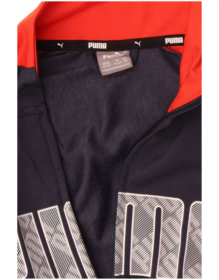 Puma Jungen Grafik-Trainingsanzug-Top-Jacke, 15–16 Jahre, marineblaues Polyester
