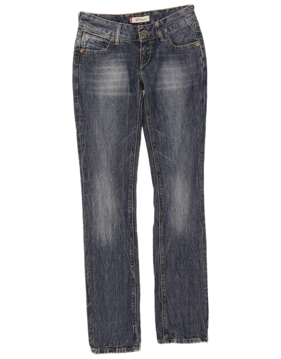 Levi's Damen 571 Slim Jeans W27 L34 Blaue Baumwolle
