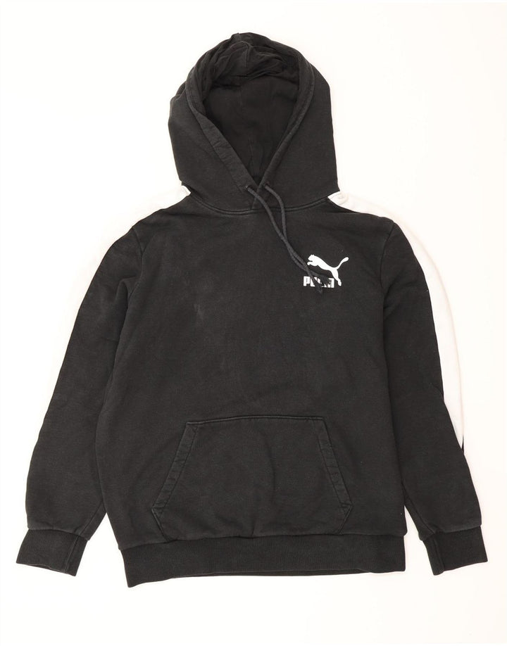 PUMA Herren Kapuzenpullover Mittelschwarz Colourblock Baumwolle