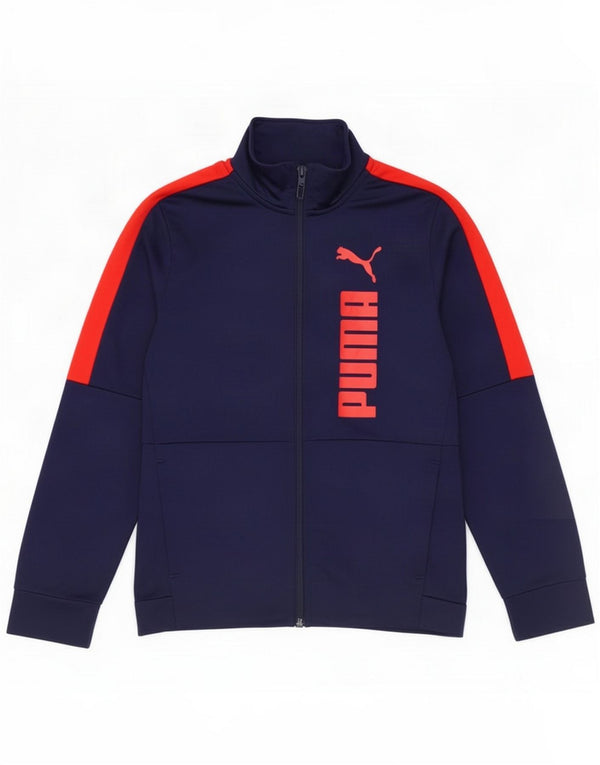 Puma Boys Graphic Tracksuit Top Jacket 9-10 Years Navy Blue Colourblock
