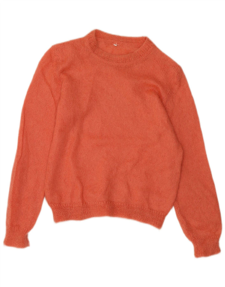 Vintage Damen Pullover mit Rundhalsausschnitt UK 12 Mittelrosa