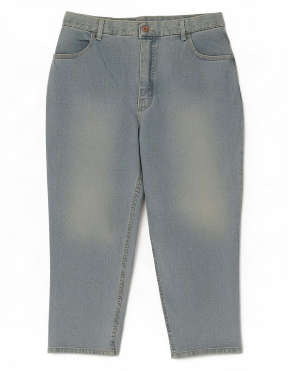 Marks & Spencer Damen Capri-Jeans mit hoher Taille, UK 18, XL, W32, L22, Blau, Baumwolle