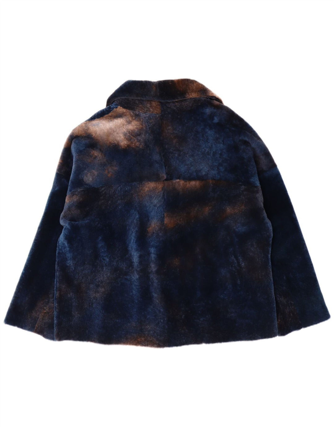 VINTAGE Damen Übergroße Pelzjacke IT 50 XL Marineblaues Lammleder