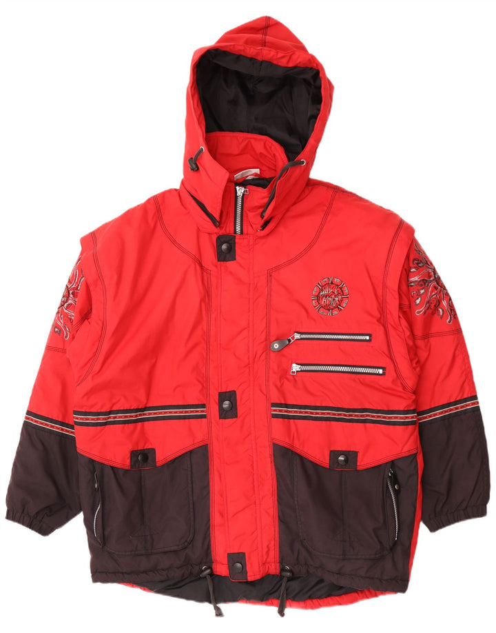Killtec Herren-Skijacke mit grafischer Kapuze, UK 42, XL, rotes Farbblock-Polyester