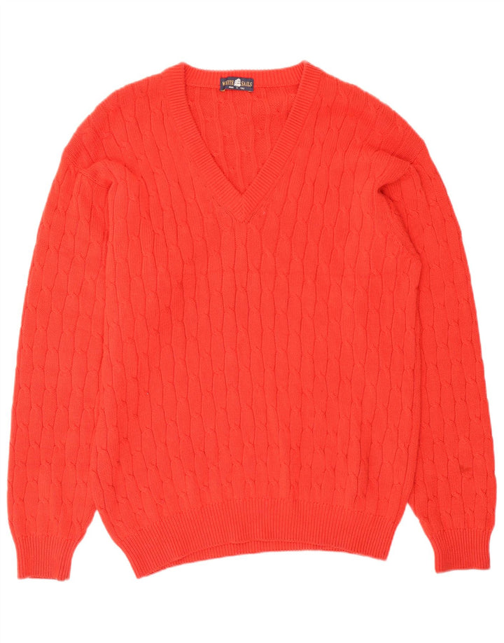 White Sails Herren-Pullover mit V-Ausschnitt, Größe L, Orange