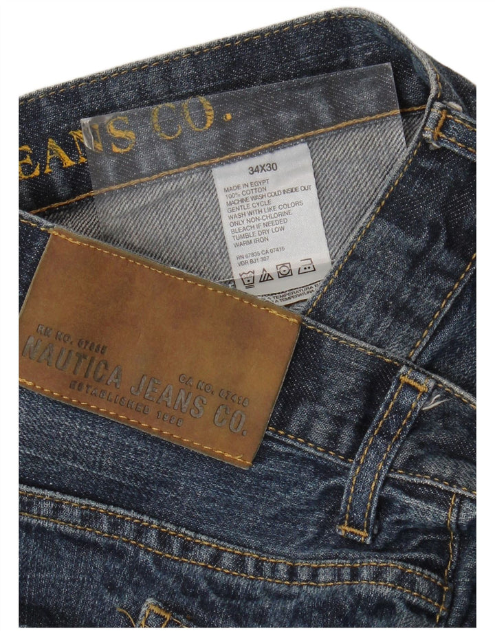 Nautica Herren Straight Jeans W34 L30 Blaue Baumwolle