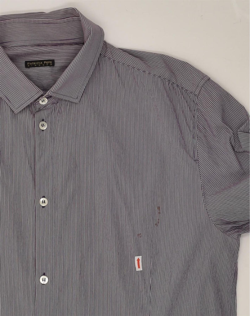 PATRIZIA PEPE FIRENZE Mens Shirt IT 52 Large Purple Striped Cotton | Vintage Patrizia Pepe Firenze | Thrift | Second-Hand Patrizia Pepe Firenze | Used Clothing | Messina Hembry 