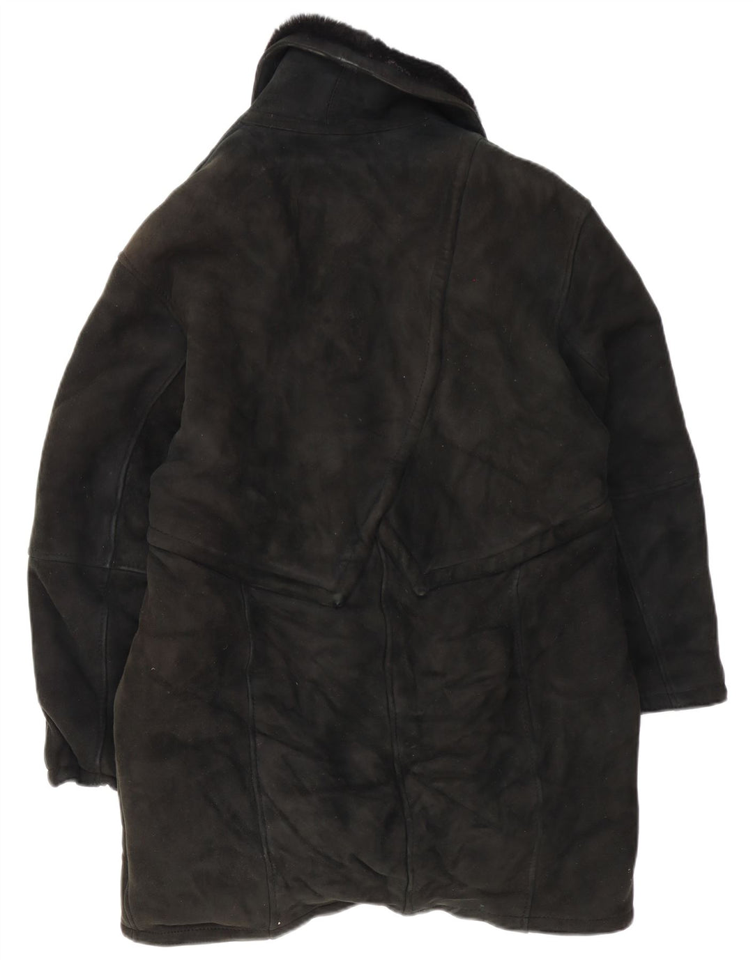 Vintage Damen Übergroßer Shearling-Mantel IT 46 Großer schwarzer Shearling