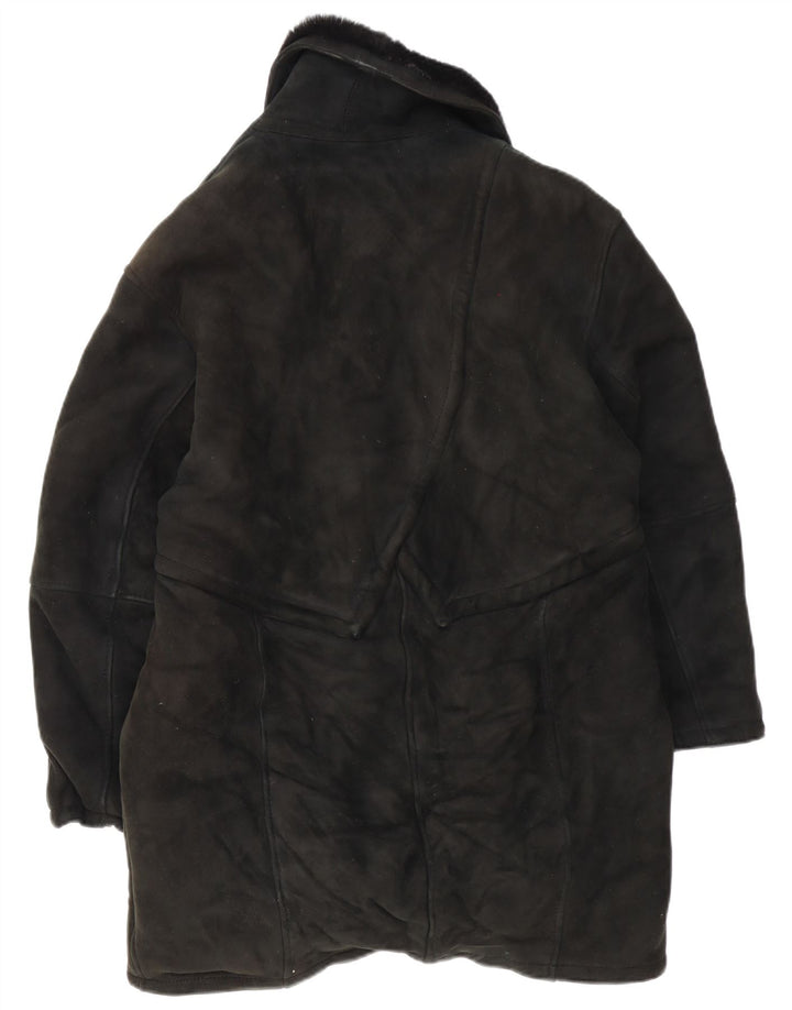 Vintage Damen Übergroßer Shearling-Mantel IT 46 Großer schwarzer Shearling