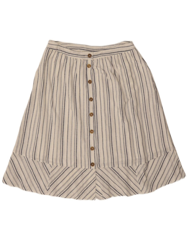 Fat Face Damen A-Linienrock UK 14 Large W32 Weiß gestreifte Viskose