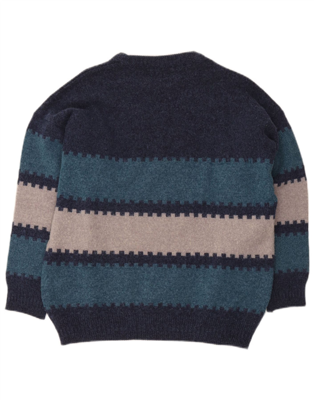 Vintage Herren Pullover mit Rundhalsausschnitt IT 50 Medium Navy Blue Geometrisch
