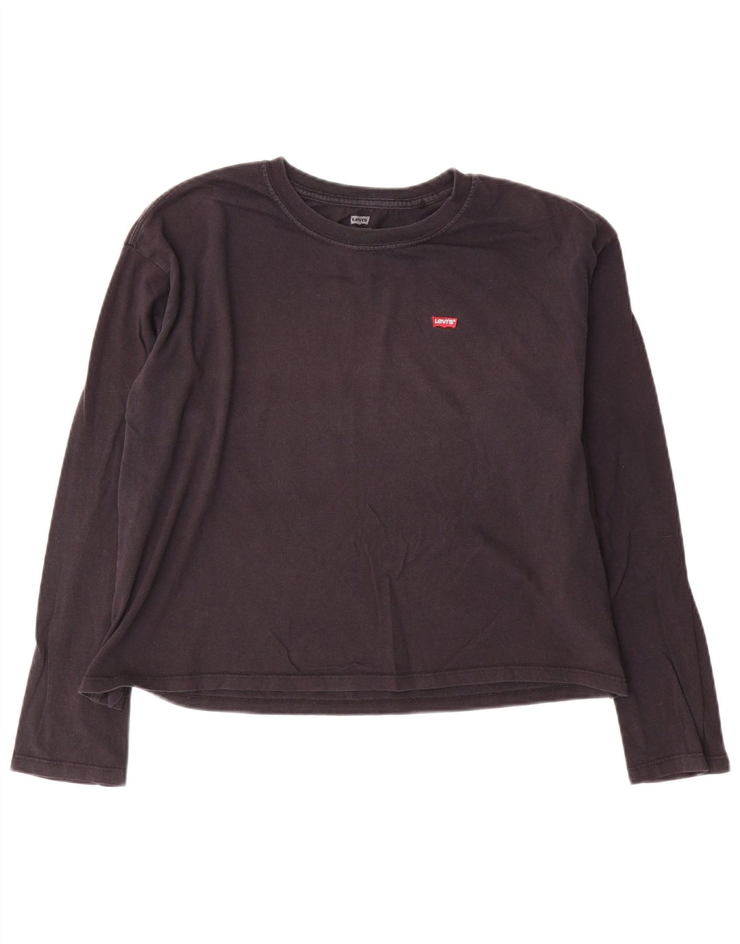 Levi's Damen Crop Top Langarm UK 14 Medium Marineblau Baumwolle