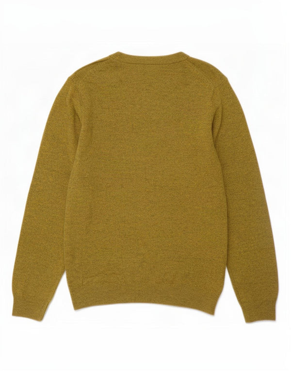 Marks & Spencer Herren-Pullover mit Rundhalsausschnitt, mittelgelb gesprenkelte Wolle