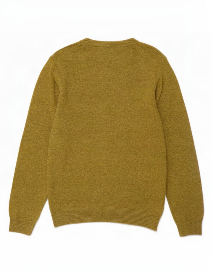 Marks & Spencer Herren-Pullover mit Rundhalsausschnitt, mittelgelb gesprenkelte Wolle