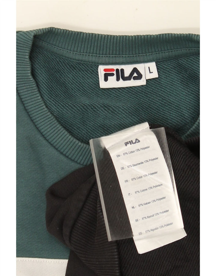 Fila Herren-Sweatshirt-Pullover, groß, schwarze Colourblock-Baumwolle