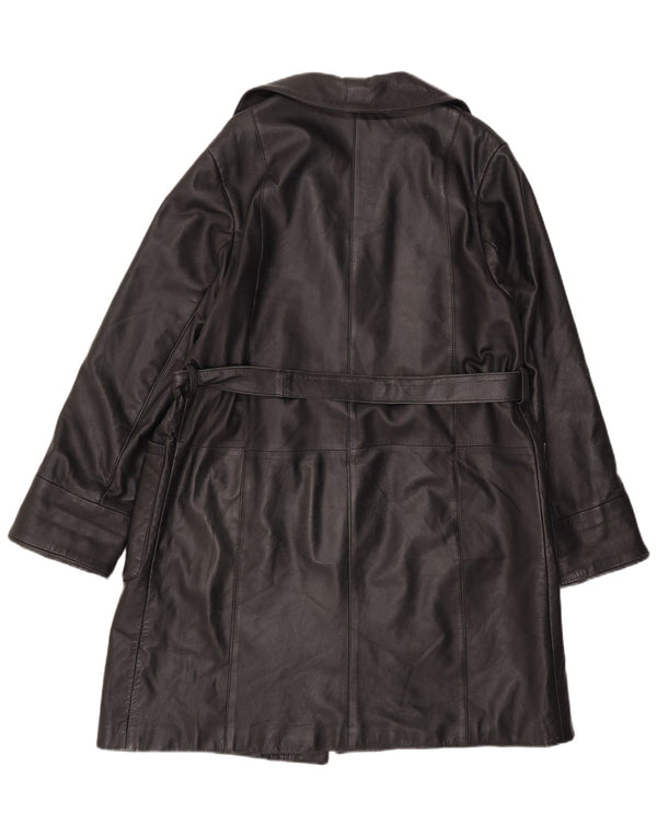 Vintage Damen Ledermantel IT 44 Medium Schwarz
