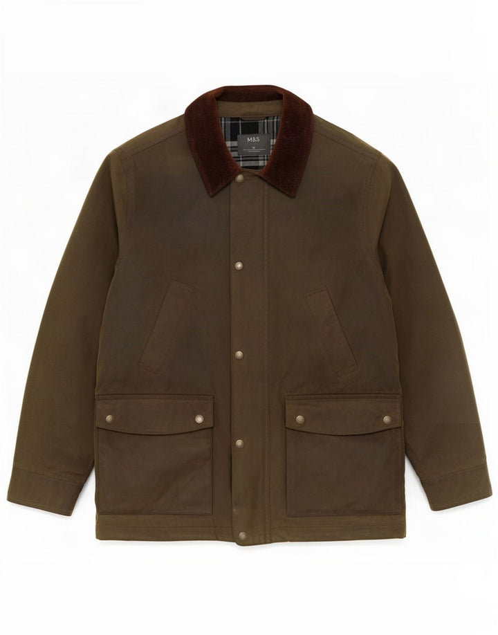 Marks & Spencer Herrenjacke aus gewachster Baumwolle, UK 38, mittleres Khaki