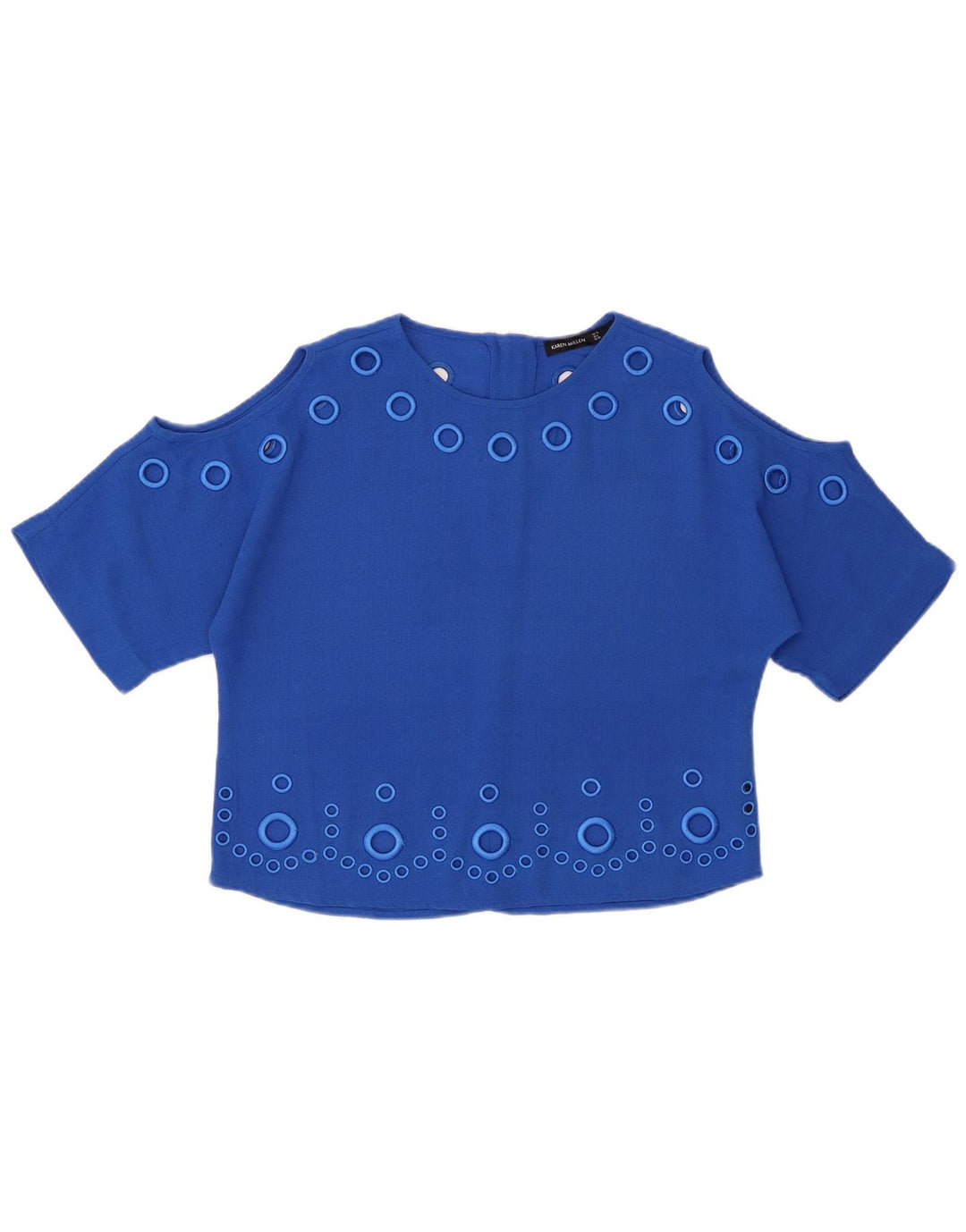 KAREN MILLEN Übergroßes Crop-Blusenoberteil für Damen, Größe S, UK 10, Blau, Polyester