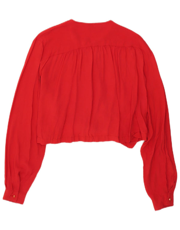 Vintage Womens Crop Oversized Shirt Blouse UK 16 Large Red