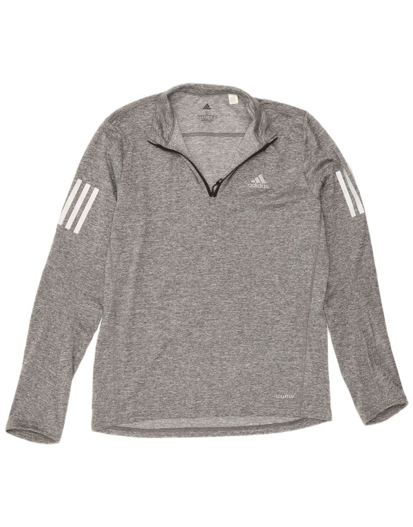 Adidas Herren Aeroready Zip Neck Top Langarm Klein Grau meliert Sport