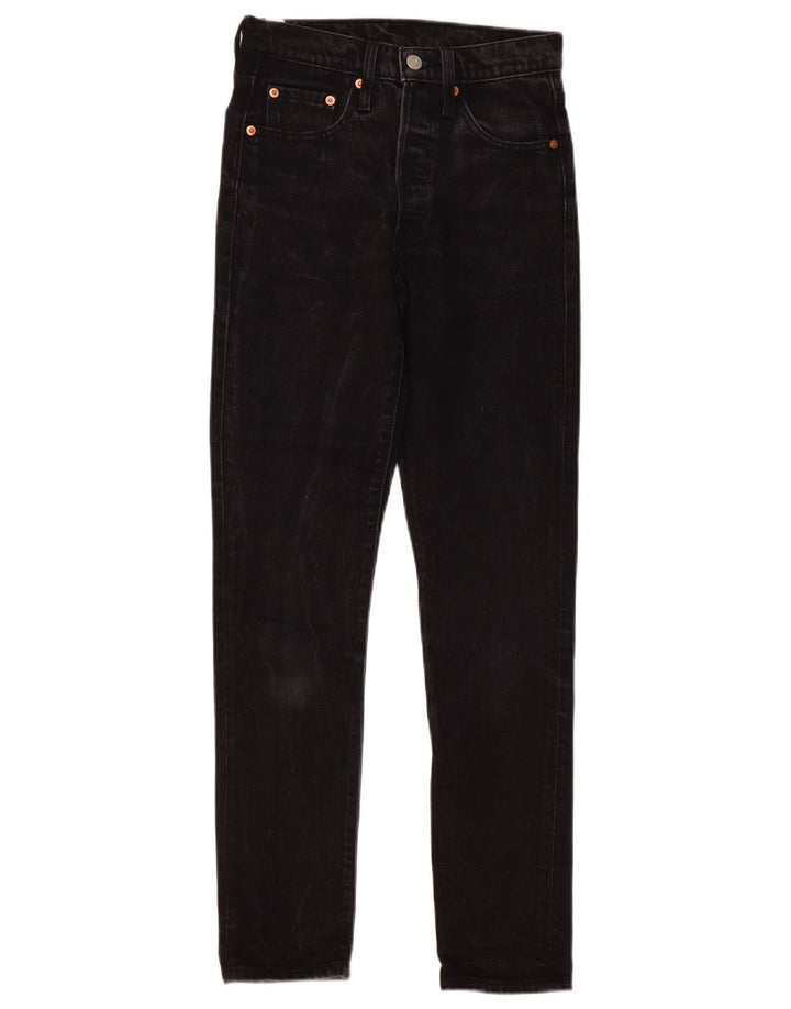 Levi's Damen 501 Straight Jeans W24 L30 Schwarze Baumwolle