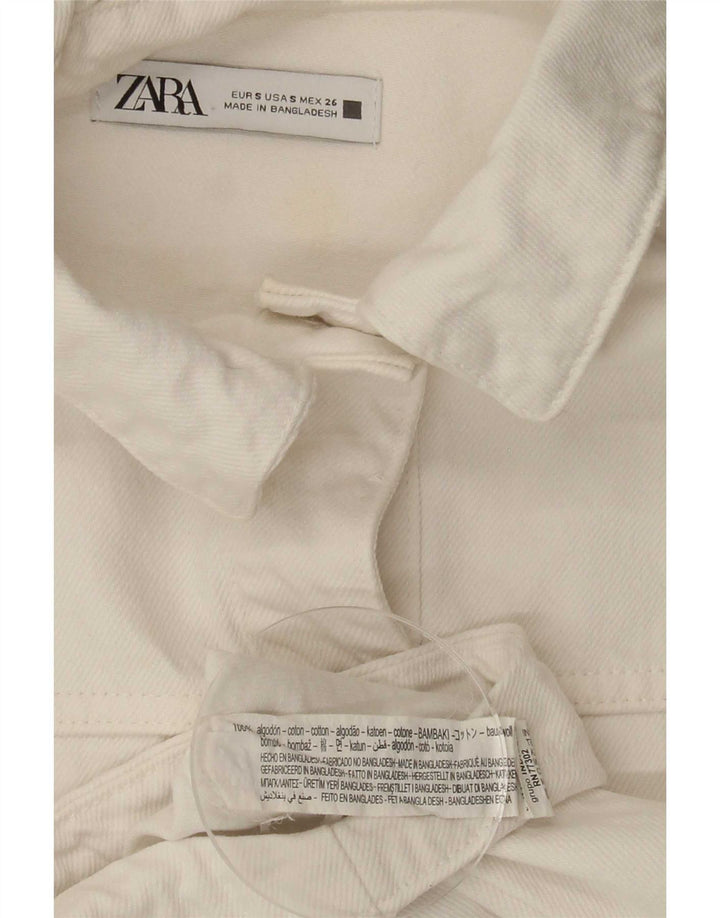 Zara Damen Übergroße Jeansjacke UK 10 Small Weiße Baumwolle