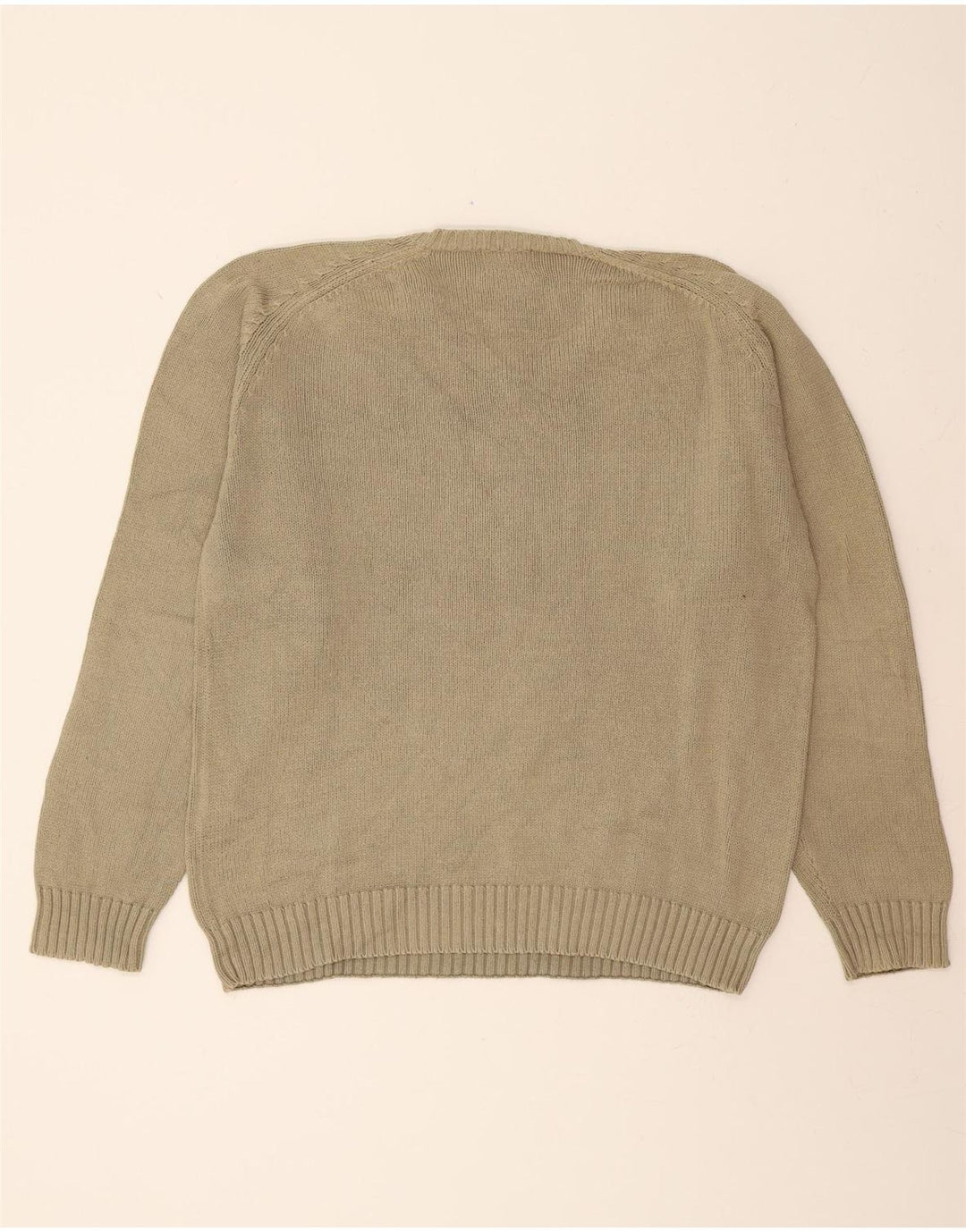 KAPPA Mens V-Neck Jumper Sweater Large Khaki Cotton Vintage Kappa and Second-Hand Kappa from Messina Hembry 