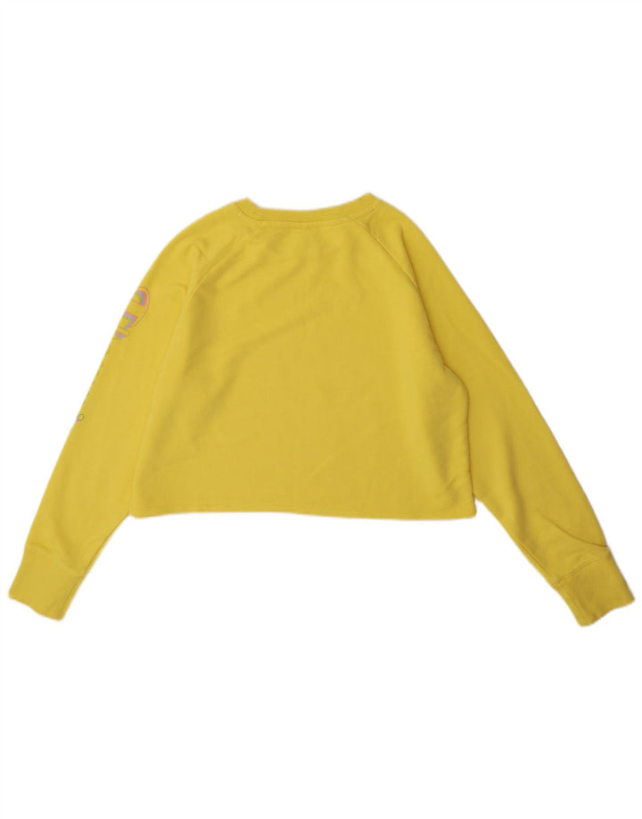 Champion Damen Crop Graphic Sweatshirt Pullover UK 14 Mittelgelb