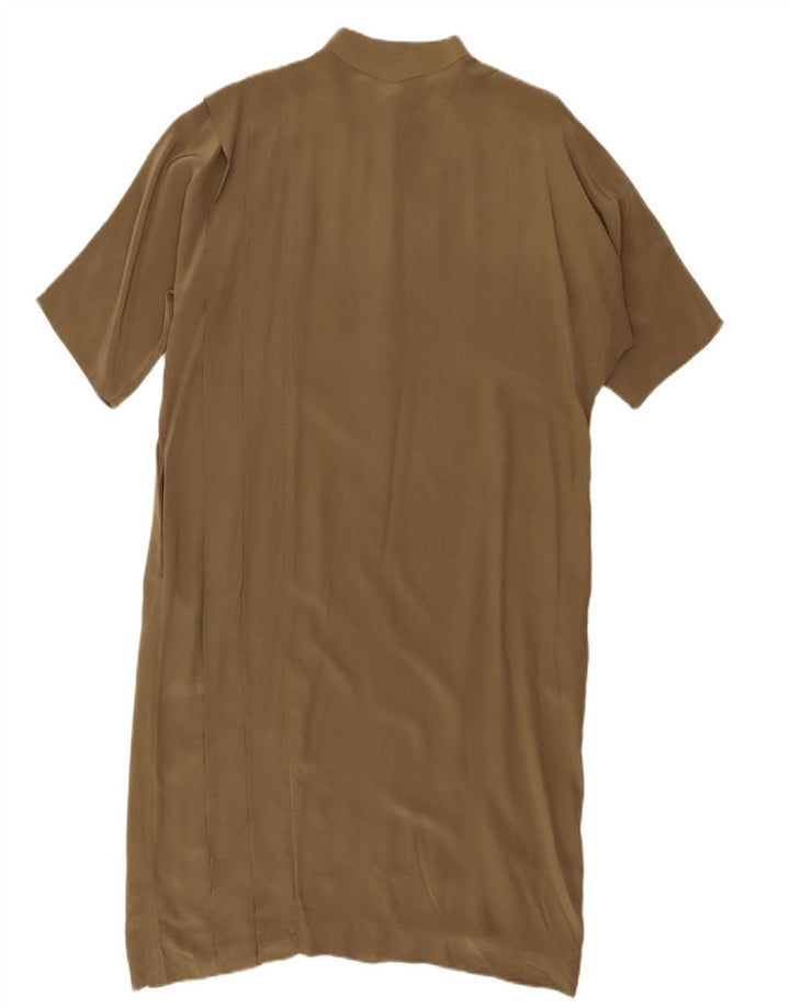 DELBA Womens Oversized Shift Dress IT 42 Medium Khaki Silk