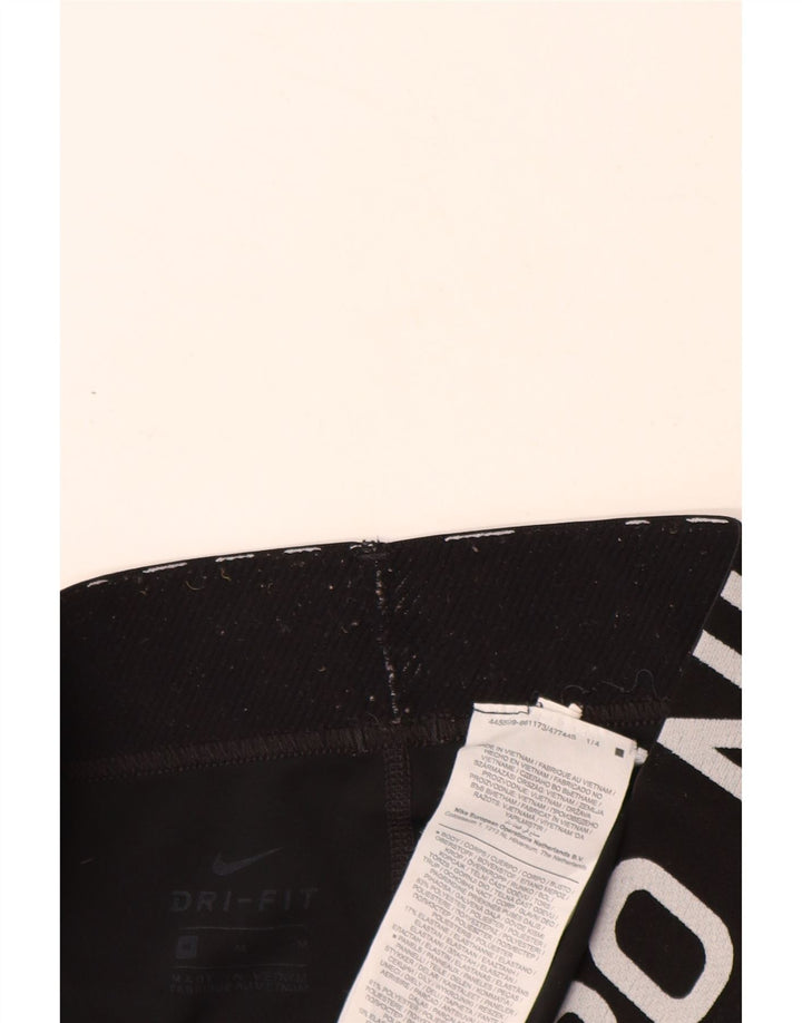 NIKE Womens Dri Fit Graphic Leggings UK 12 Mittelschwarzes Polyester