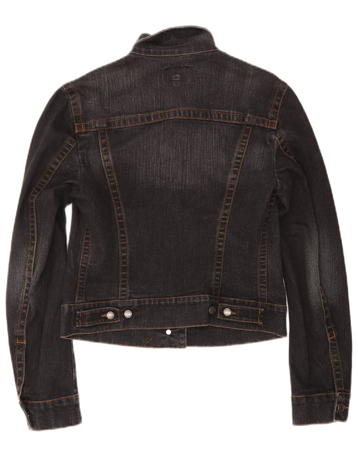 Calvin Klein Damen Crop Denim Jacke UK 10 Small Graue Baumwolle