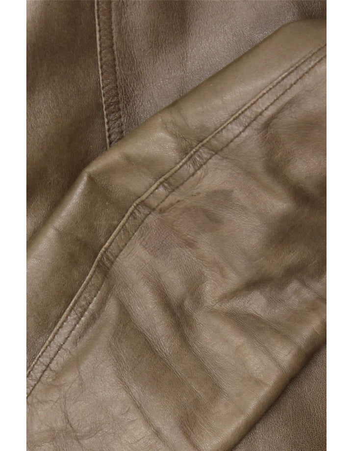 Vintage Damen Lederjacke IT 42 Medium Khaki Leder