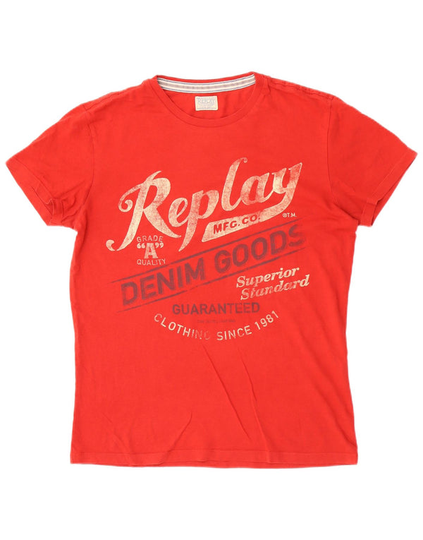 Replay Herren Grafik-T-Shirt-Oberteil Mittelrot