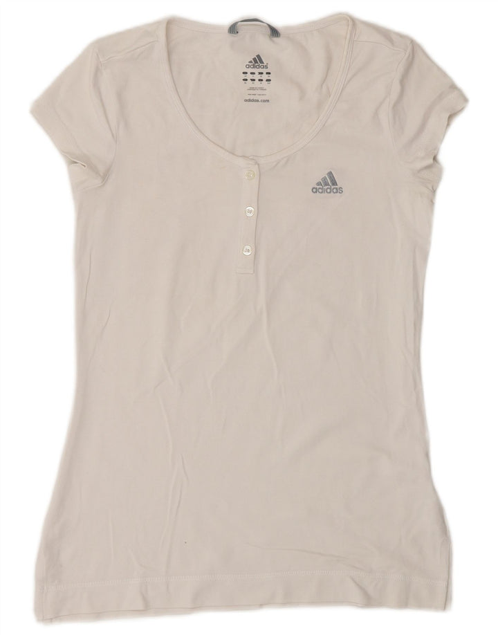 Adidas Damen T-Shirt Top UK 10 Small Weiß
