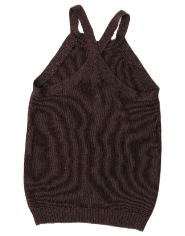 Massimo Dutti Damen Weste Tank Top UK 12 Medium Schwarz Seide