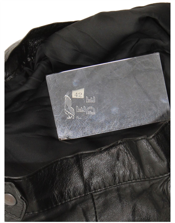 Vintage Damen High Waist Lederrock IT 42 Medium W24 Schwarz