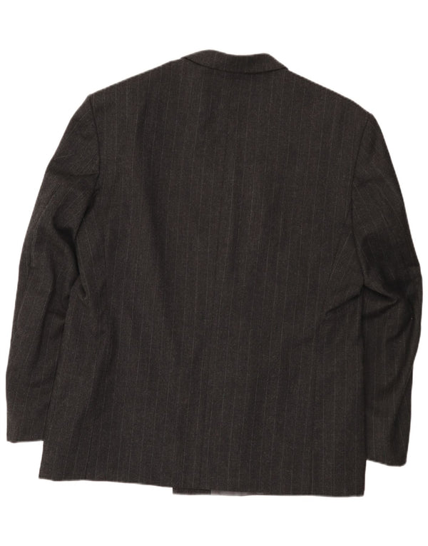 Vintage Herren Zweireiher Blazer Jacke EU 54 2XL Graue Nadelstreifenwolle