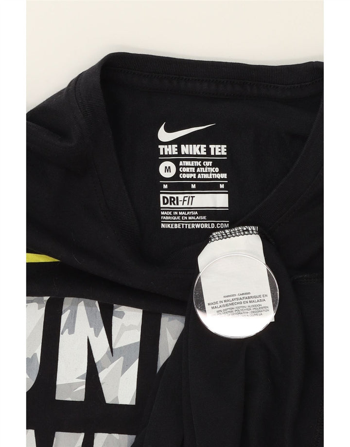 NIKE Mens Dri Fit Graphic T-Shirt Top Medium Black Cotton Vintage Nike and Second-Hand Nike from Messina Hembry 