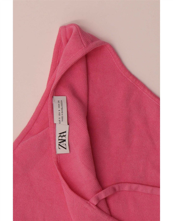 Zara Damen Crop One Shoulder Top UK 8 Small Rosa