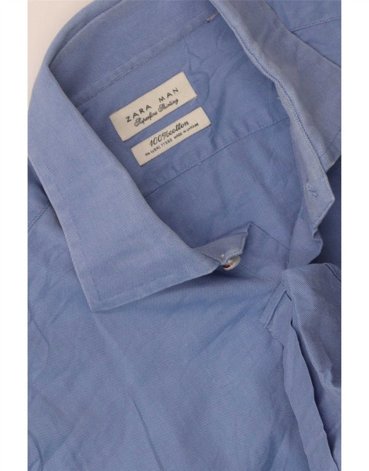 Zara Herrenhemd mittelblaue Baumwolle